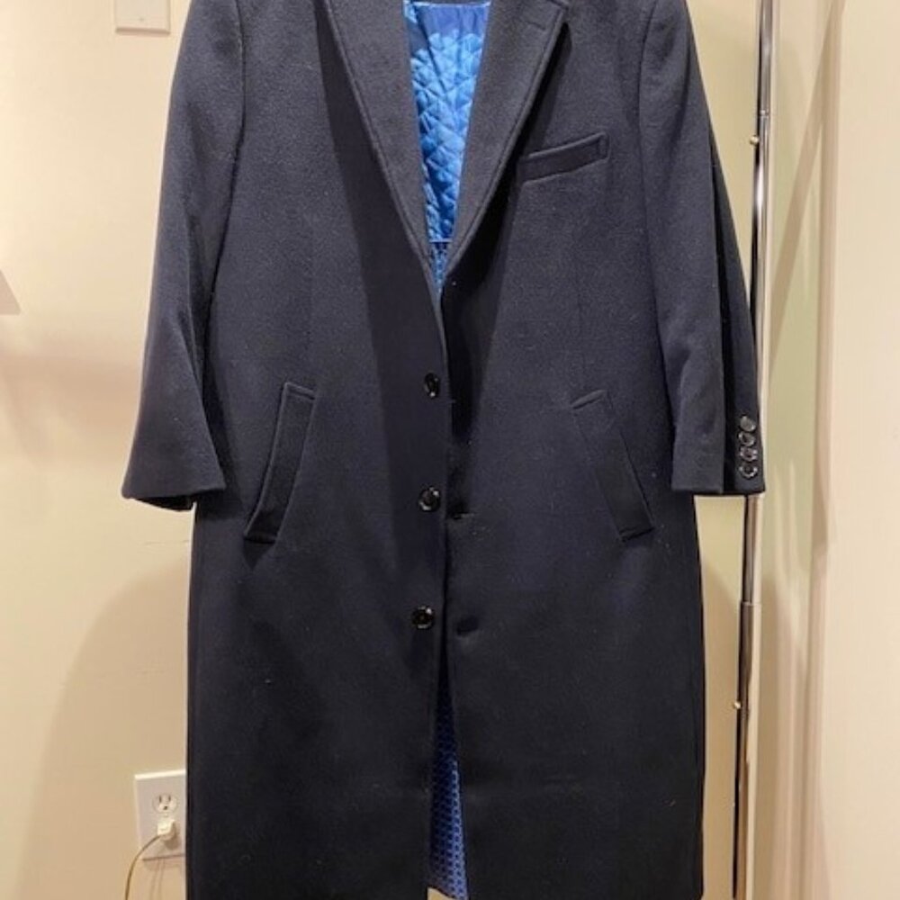 Navy Topcoat (Wool/Cashmere Blend) 44S by Arthur Black